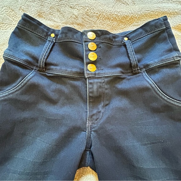 Seven7 blue 4 button fly jeans 10 push-up Size 6 - Picture 2 of 11